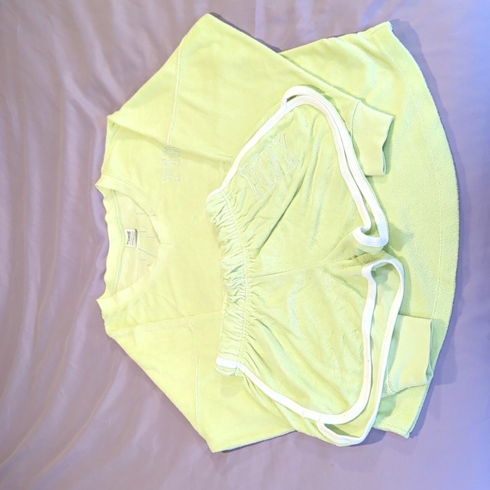 PINK XS reverse terry top & shorts
